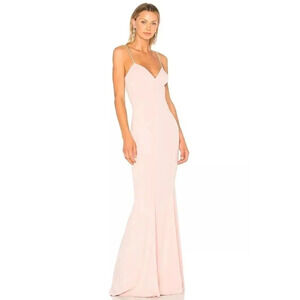 NEW- NWOT Katie May Luna Gown Dress 6 Dusty Rose Maxi Backless Formal
